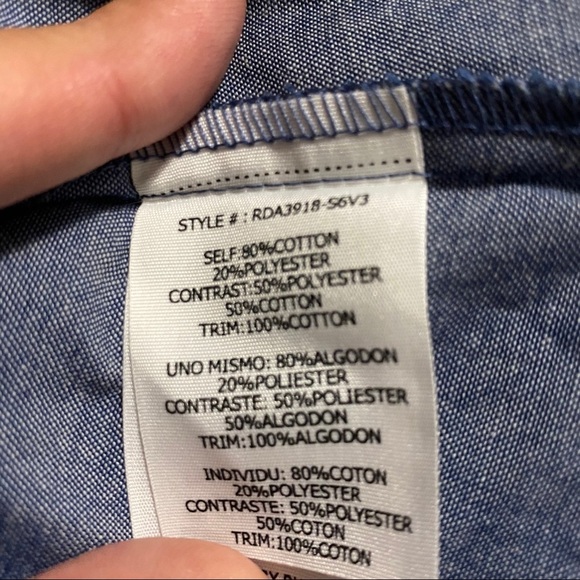 Ryu Chambray Button Front Top Lace Hem - Picture 8 of 8